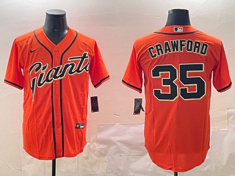 Men San Francisco Giants #35 Crawford Orange Game 2025 Nike MLB Jersey style 1->san francisco giants->MLB Jersey